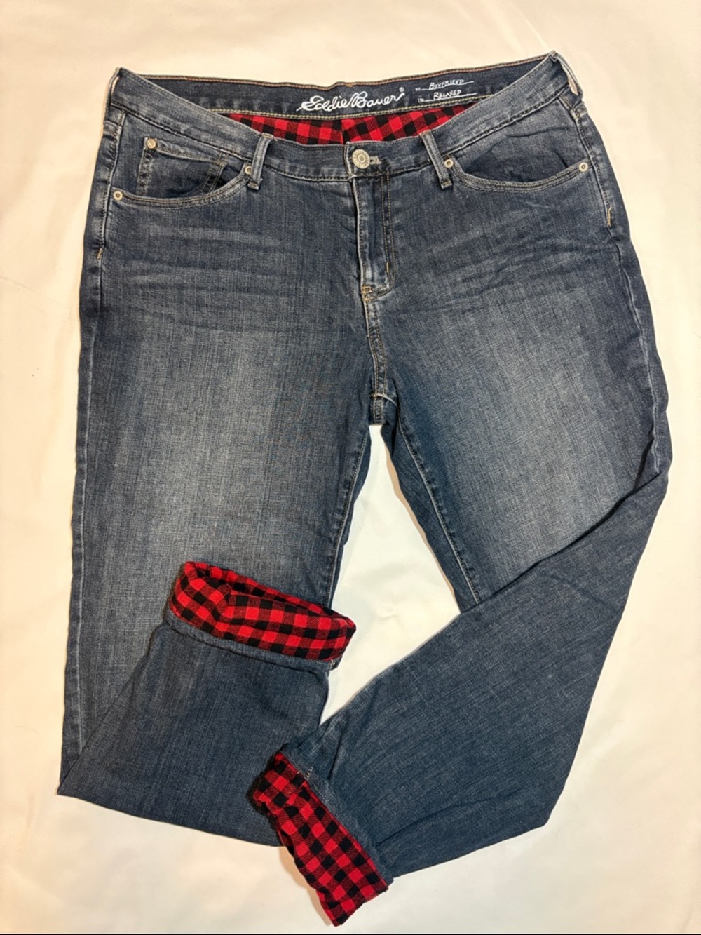 Fully Lined Flannel Buffalo Check Plaid Cotton Fabric Whimsy Jeans Y2K Size 10P